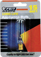 Feit Electric BP15T6-145 Incandescent Lamp, 15 W, T6 Lamp, Candelabra E12 Lamp Base, 2700 K Color Temp